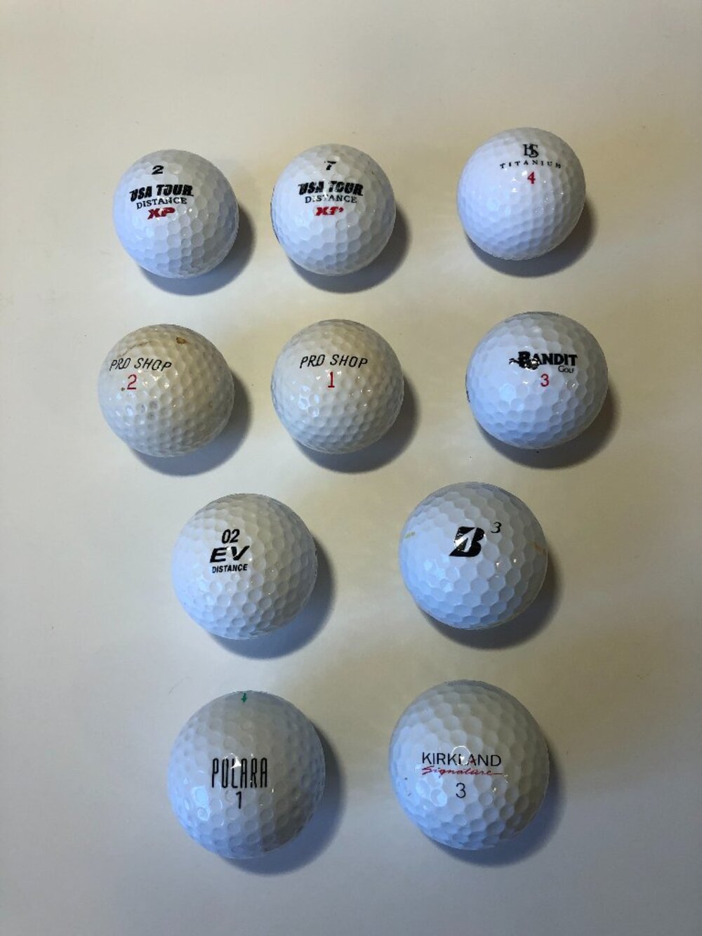 10 Mixed Golf Balls Polara Bandit Kirkland USA Tour Used Lot